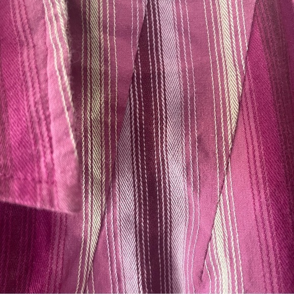 St.John Bay woman's collard button down striped top 2X gma core pink 3/4 sleeves - Picture 4 of 9